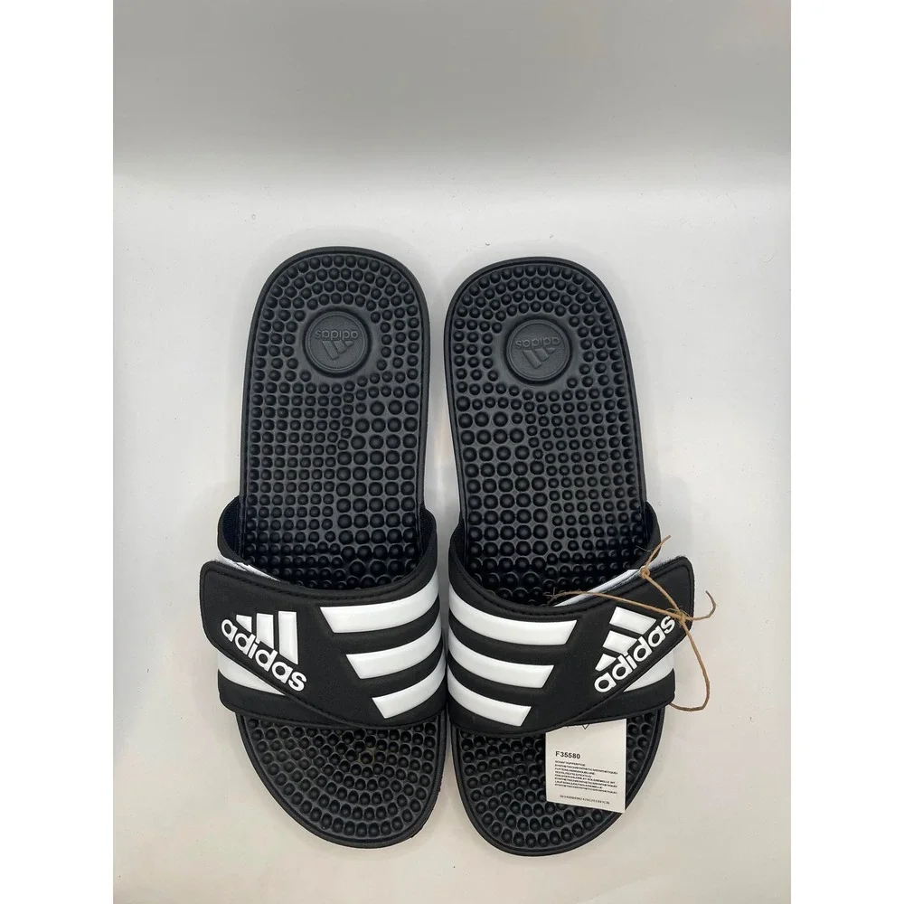 Adidas Adissage Mens Slides Black White Massage Footbed Sandals Size 11